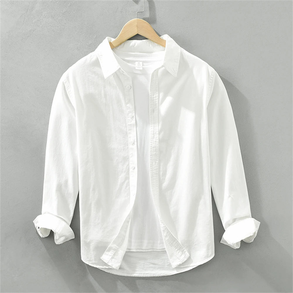 Mens Long Sleeve Cotton Casual Shirt for Work Spring Autumn Clothing