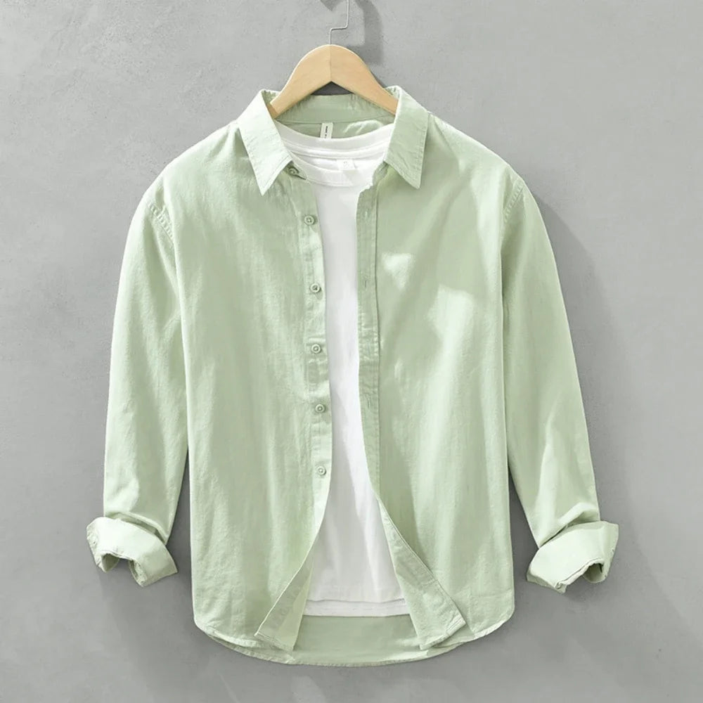 Mens Long Sleeve Cotton Casual Shirt for Work Spring Autumn Clothing