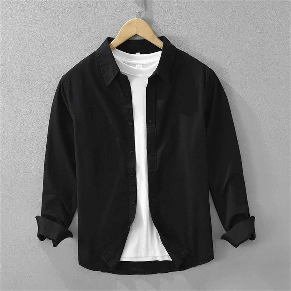 Mens Long Sleeve Cotton Casual Shirt for Work Spring Autumn Clothing