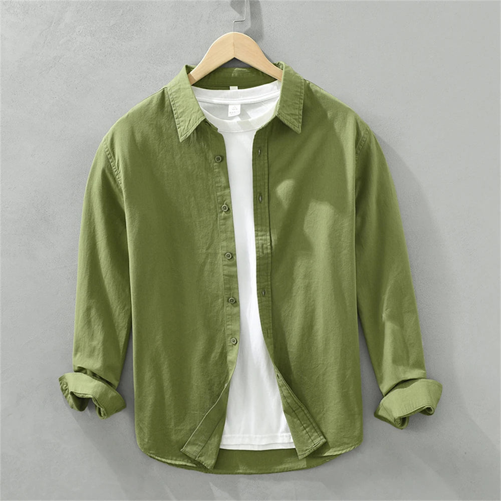 Mens Long Sleeve Cotton Casual Shirt for Work Spring Autumn Clothing